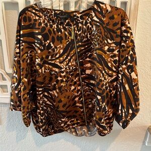 Marc New York Leopard Print Zip-Up Top